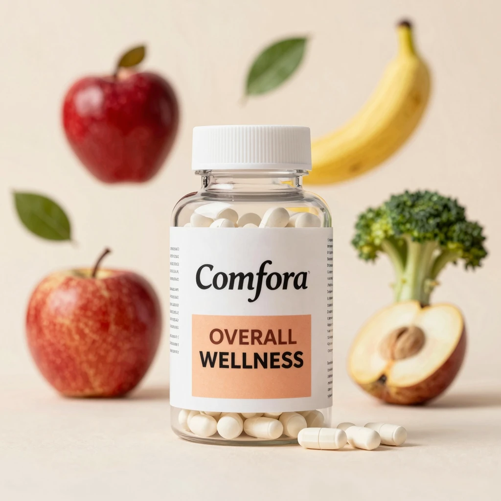 Comfora dietary supplement bottle with gradient label